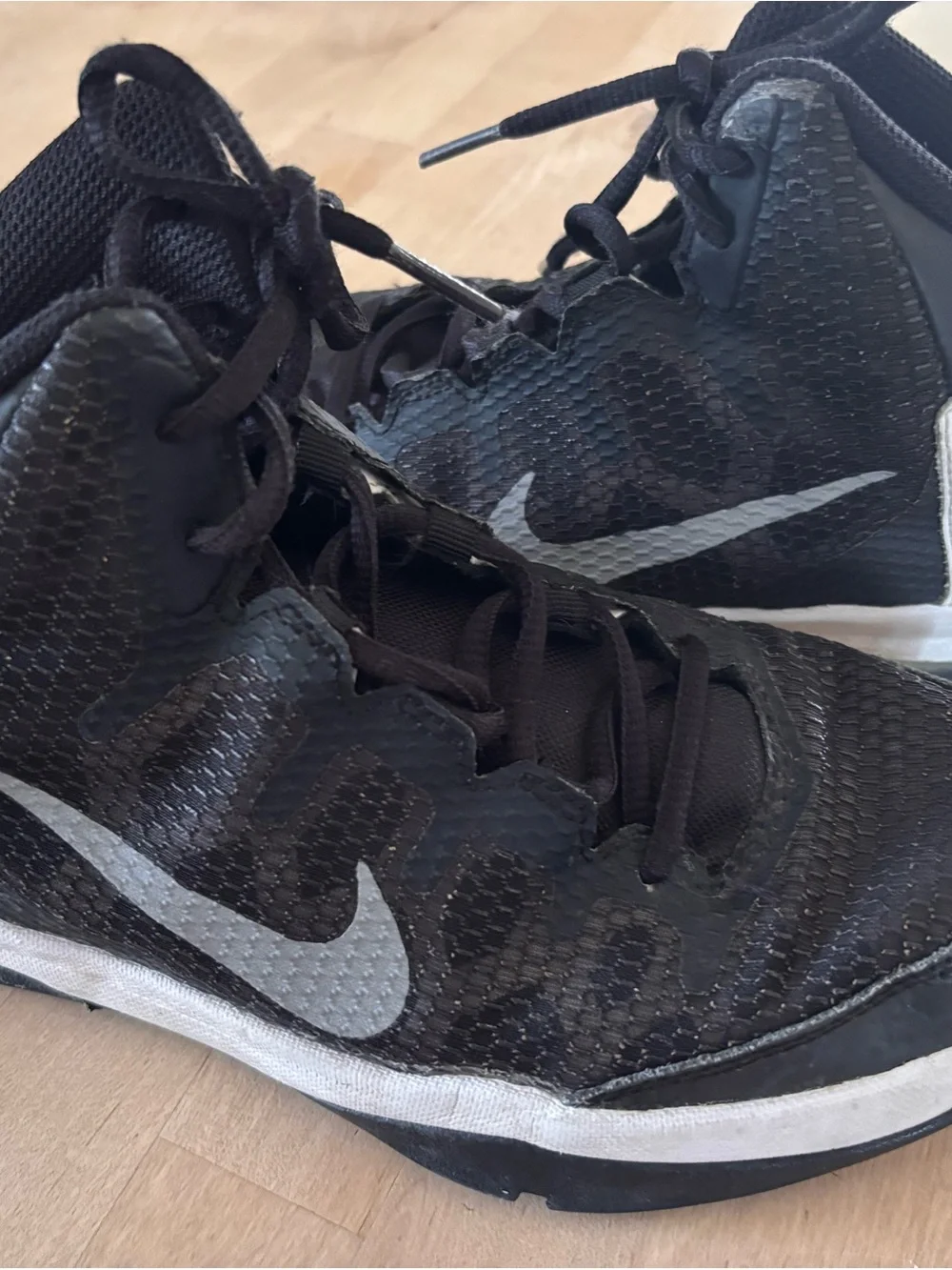 Nike Kids Black and Silver High-Top Sneakers